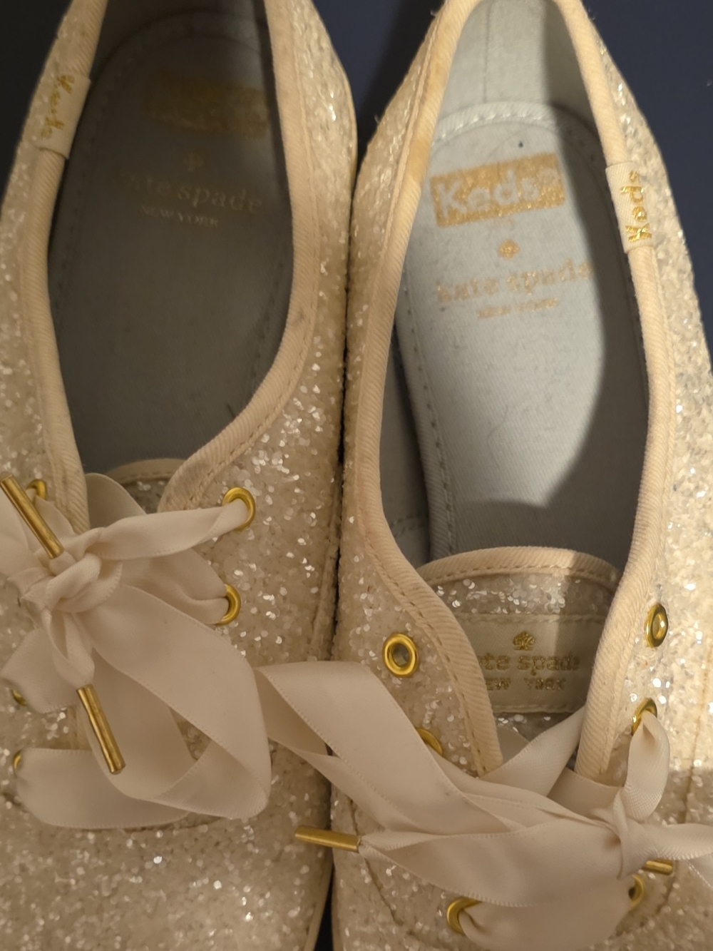 Sparkle Satin Lace-Up Women’s Sneakers in Cream - Picture 11 of 16